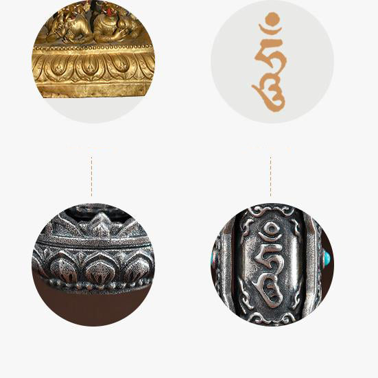 925 Silver Mala Pendant with Mantia Design, Agate, and Turquoise