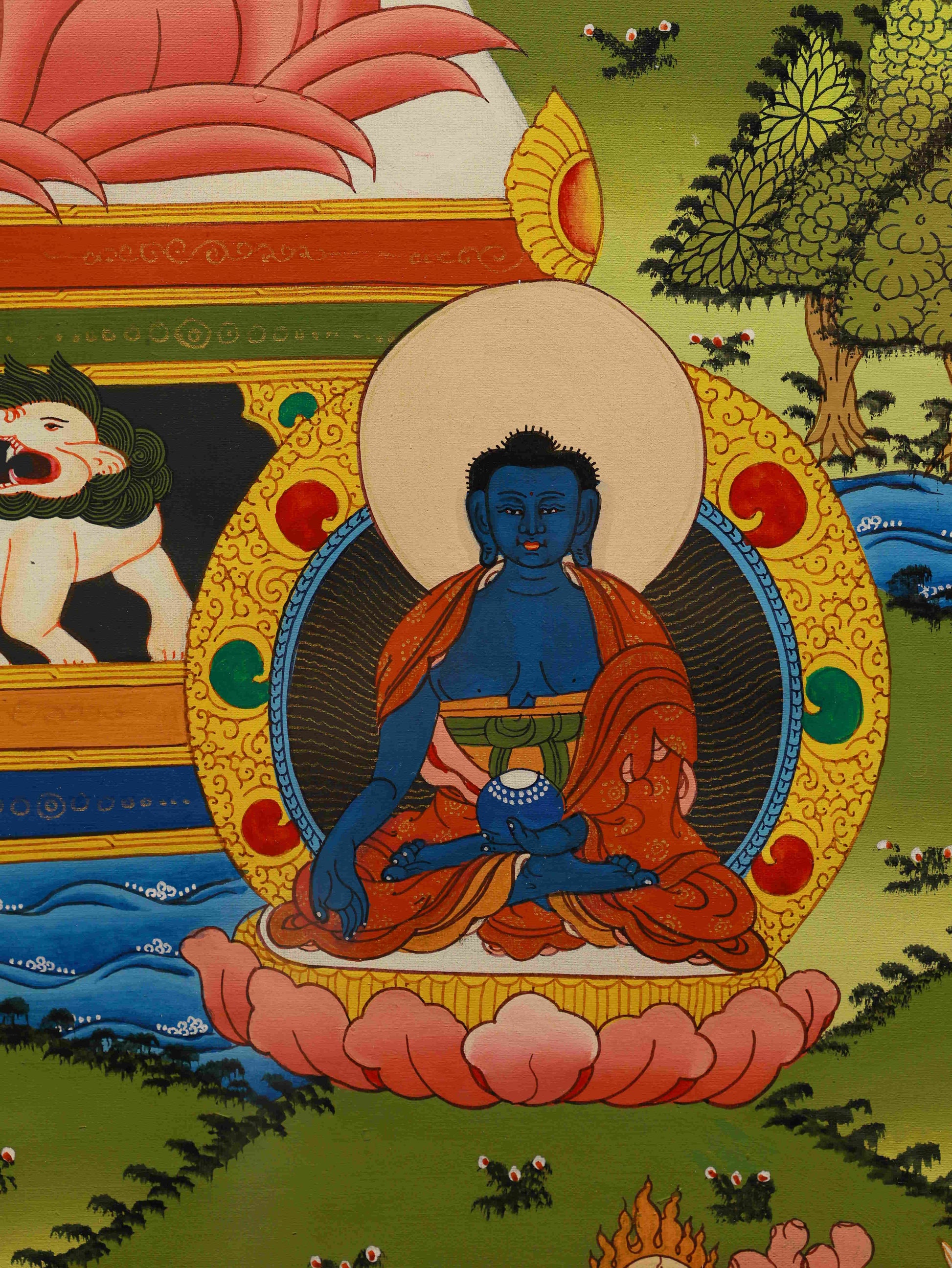 Handmade Tibetan Buddhist Thangka of Medicine Buddha – Sacred Healing Art