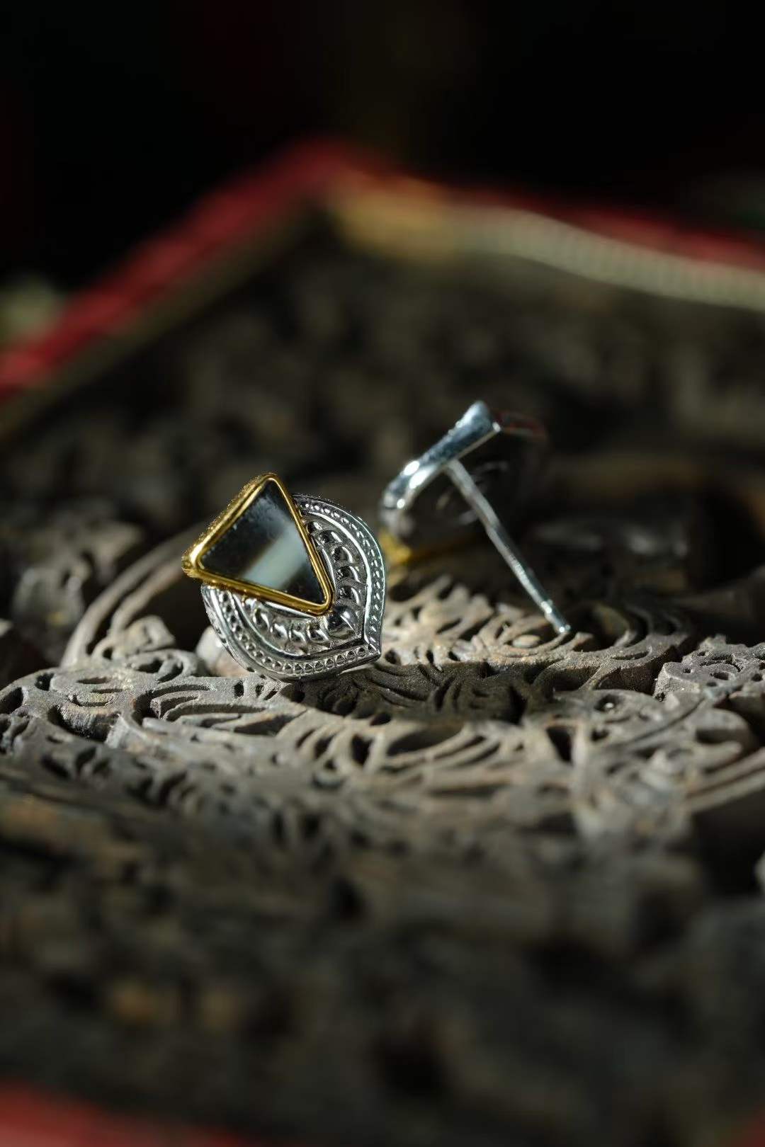 "Handmade Tibetan Buddhist Mount Meru Lotus Earrings in S925 Silver - Unique Spiritual Jewelry"