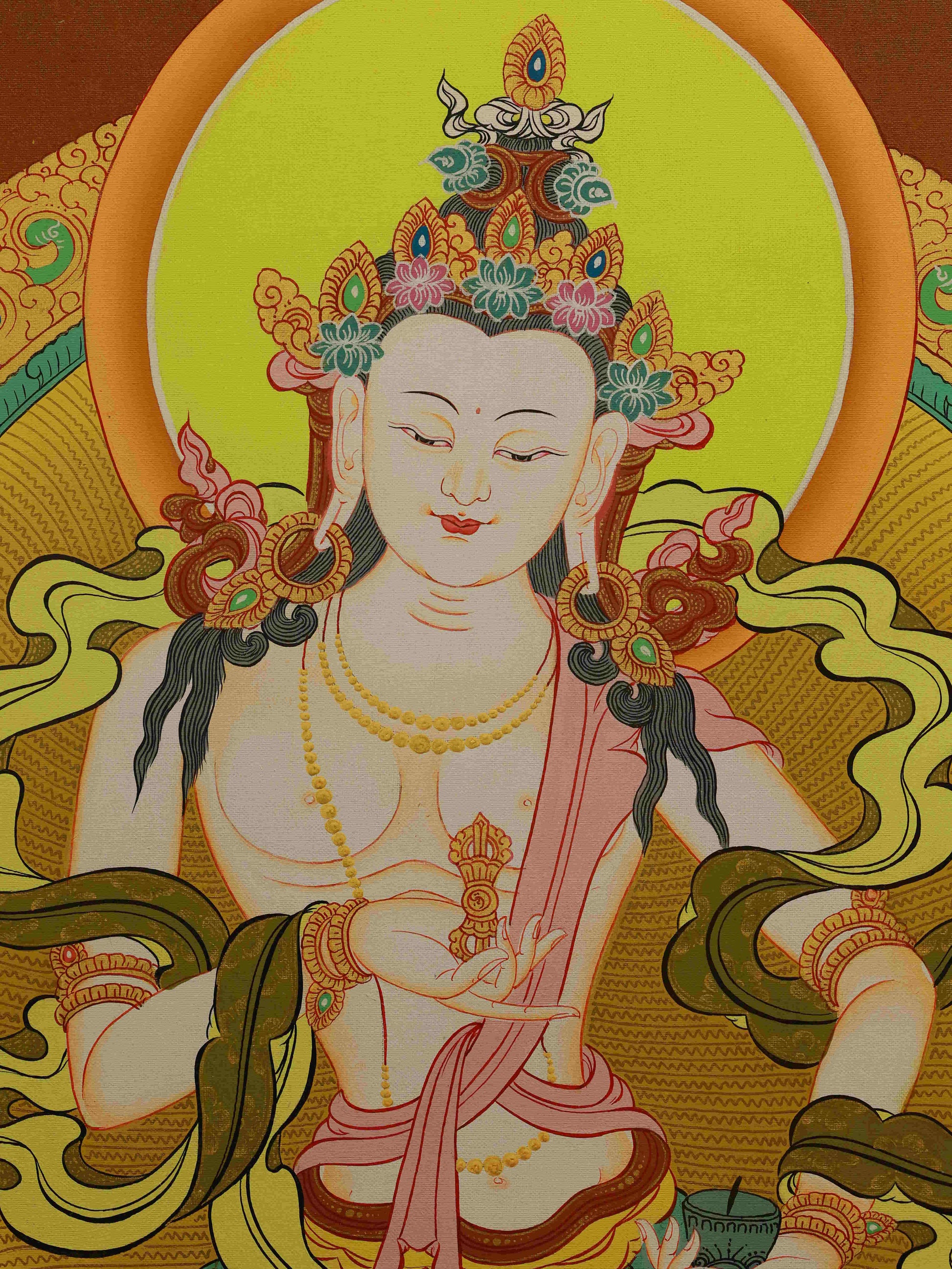 Authentic hand-painted Thangka of Samantabhadra Bodhisattva for meditation and peace.