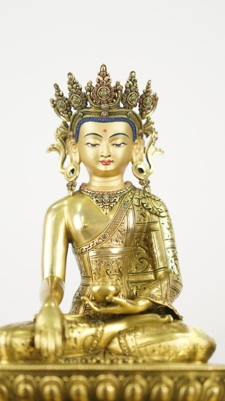 Traditional Tibetan Buddhist statues Shakyamuni Buddha made of purple copper, finely painted Buddha Statue-Art for home altar