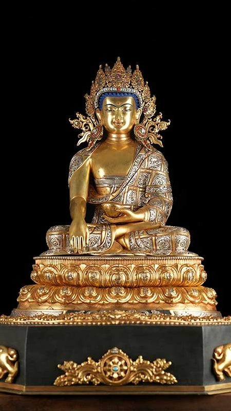 Handmade Shakyamuni Buddha statue in purple copper, traditional Tibetan Buddhist statues Buddha Statue-Art