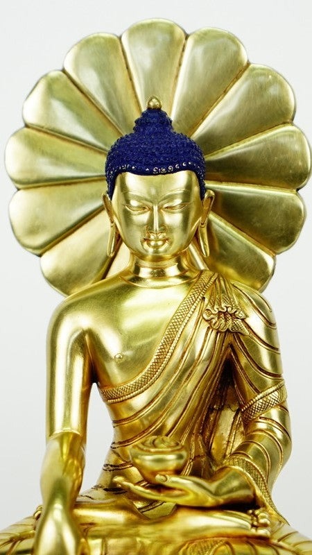 Handmade Shakyamuni Buddha statue art, Tibetan Buddhist style with mineral pigments, sacred Buddha Statue-Art for mindfulness and meditation