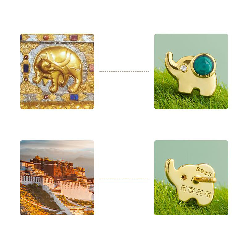 Elegant Tibetan Buddhist silver earrings handcrafted with cubic zirconia for clarity and peace.