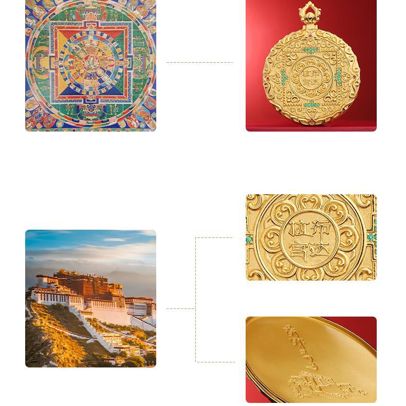 Tibetan Buddhist talisman necklace handcrafted with intricate Thangka design.