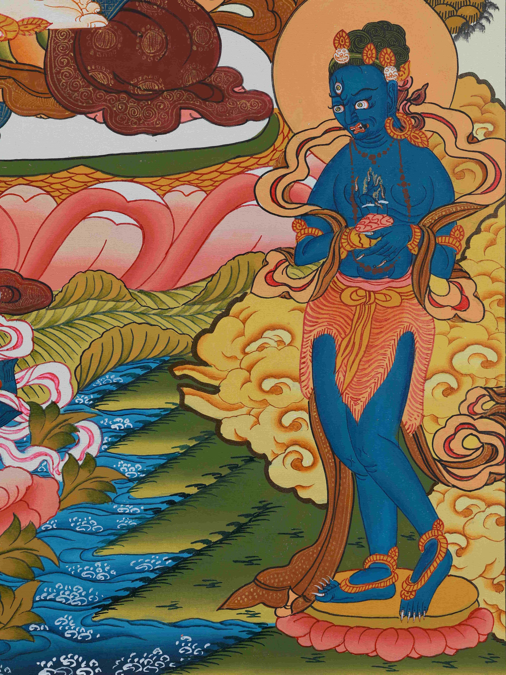 Sacred Tibetan Buddhist Thangka Painting - White Tara Spiritual Art for Meditation Practice