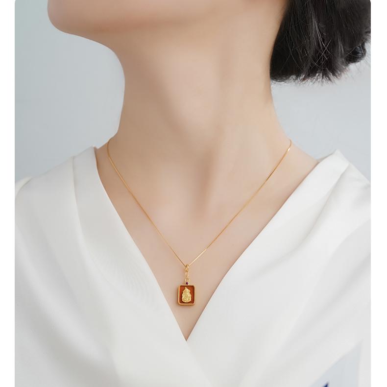 Spiritual 925 Silver Pendant Necklace – Tibetan Buddhist Yongfu Bao Agate Pendant