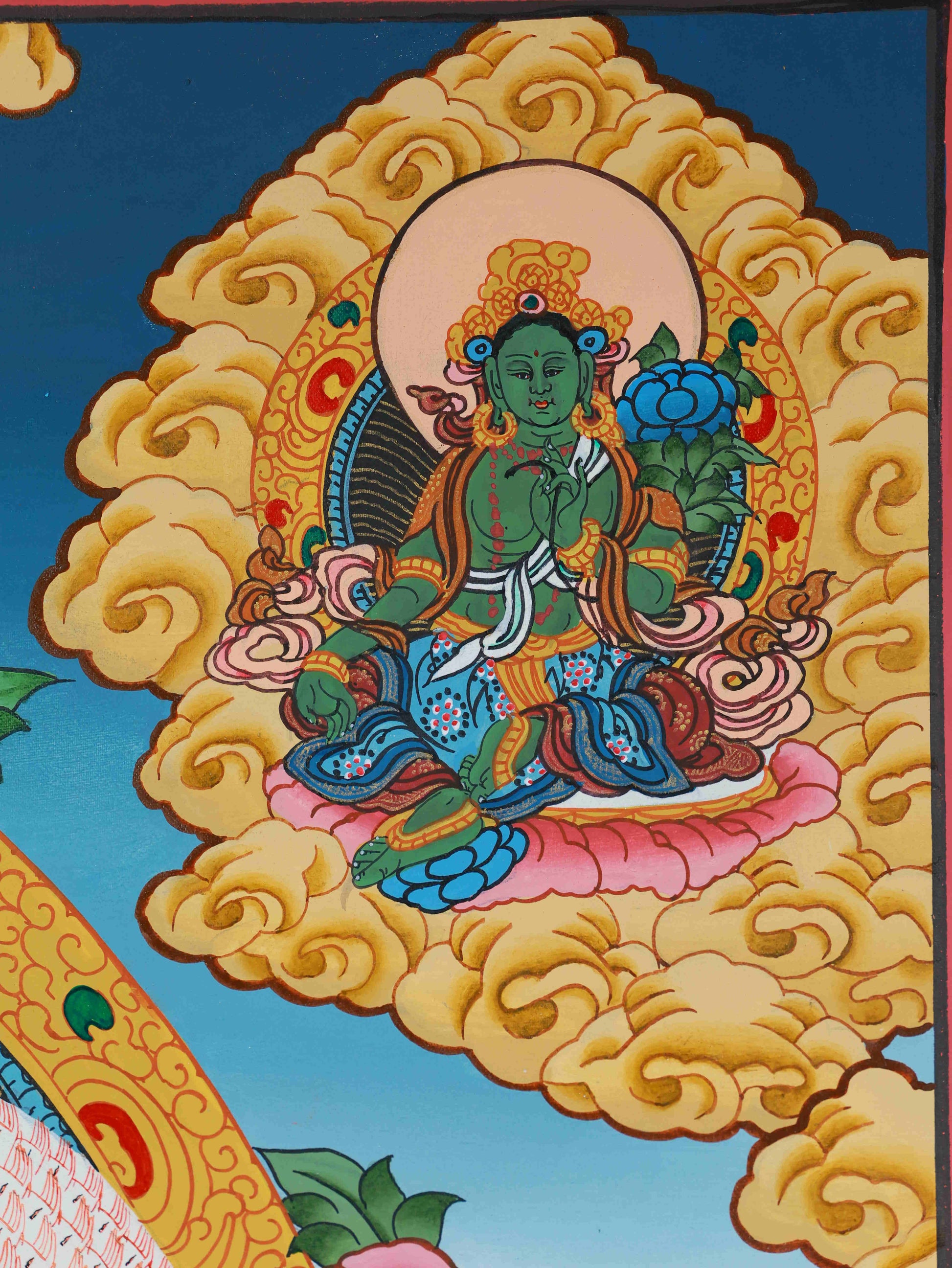 Avalokiteshvara Thangka, Tibetan Buddhist artwork representing compassion, wisdom, and protection.