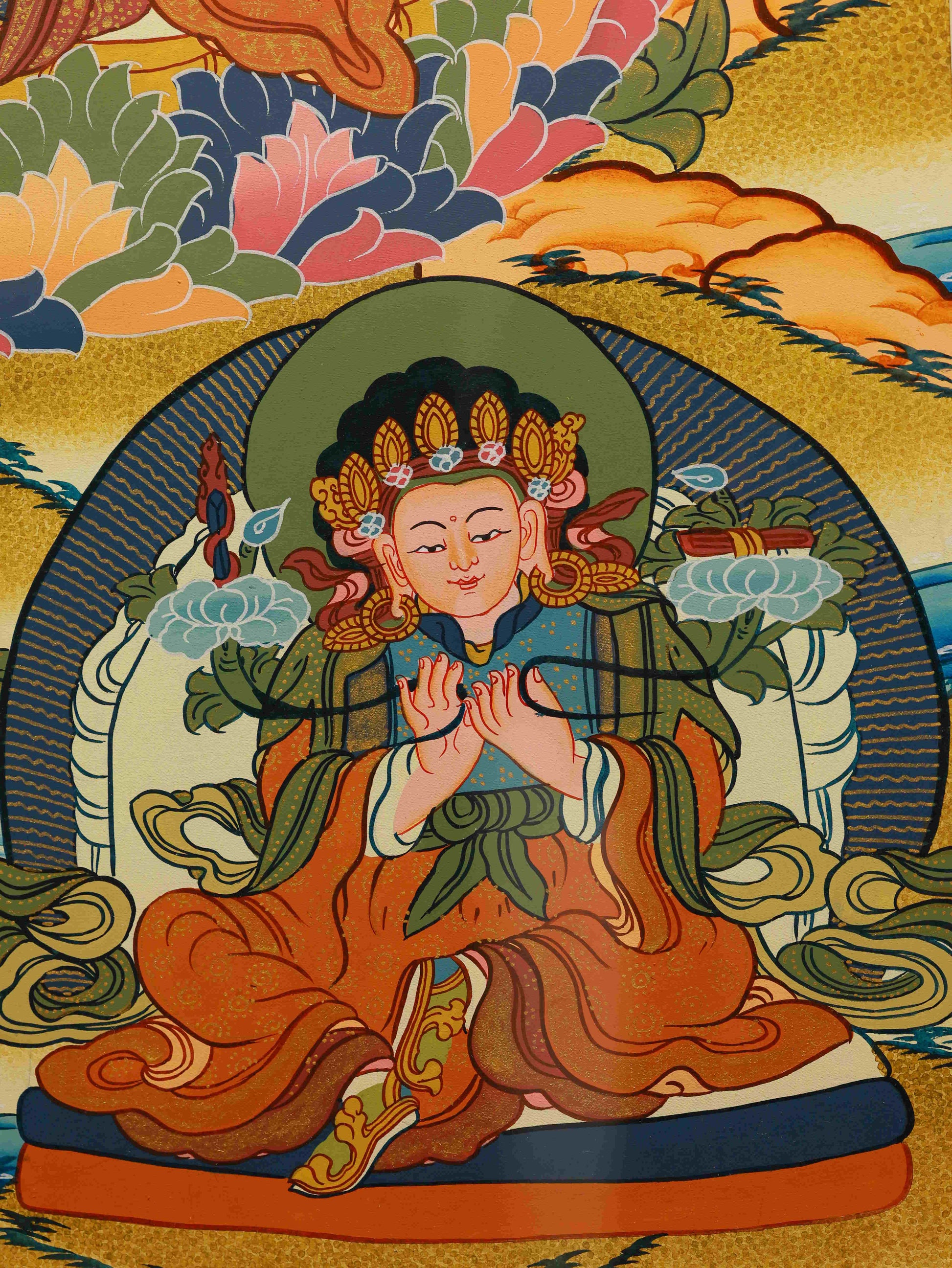 Tibetan Guru Rinpoche Thangka for spiritual protection and meditation practice.