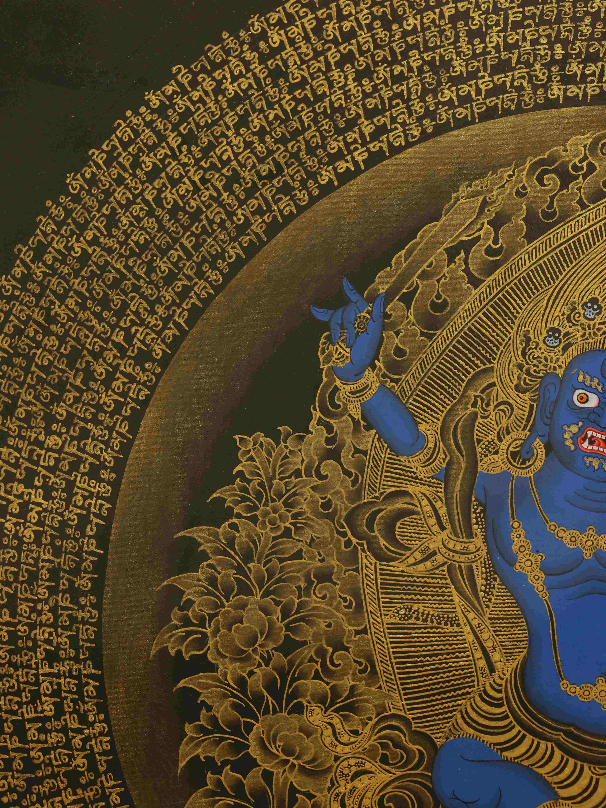 Tibetan Buddhist protector deity Mahakala Thangka, offering blessings of power and obstacle removal.