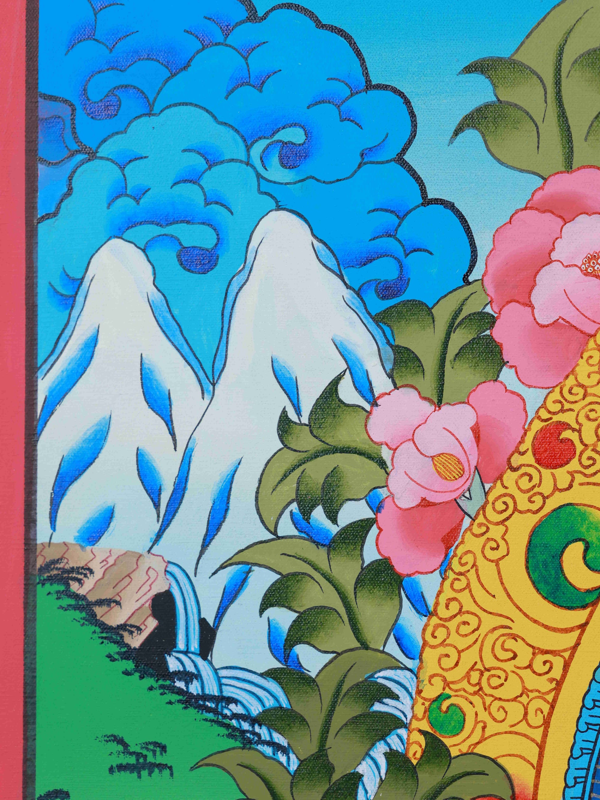 Tibetan Buddhist Medicine Buddha Thangka, traditional Thangka painting representing spiritual awakening and healing.