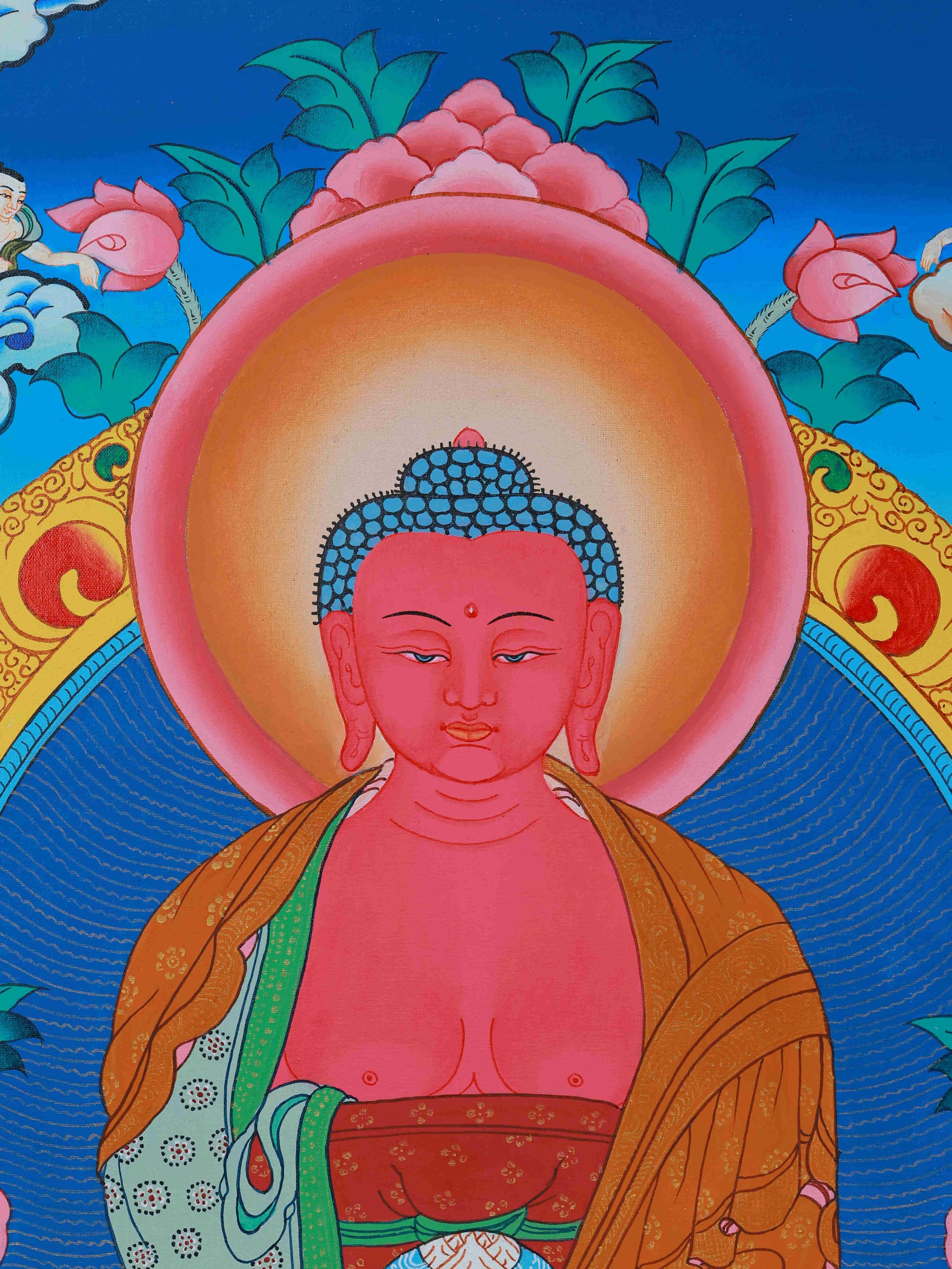 Medicine Buddha Thangka on fine Thangka canvas, hand-painted, perfect for home, shrine, or cultural display.
