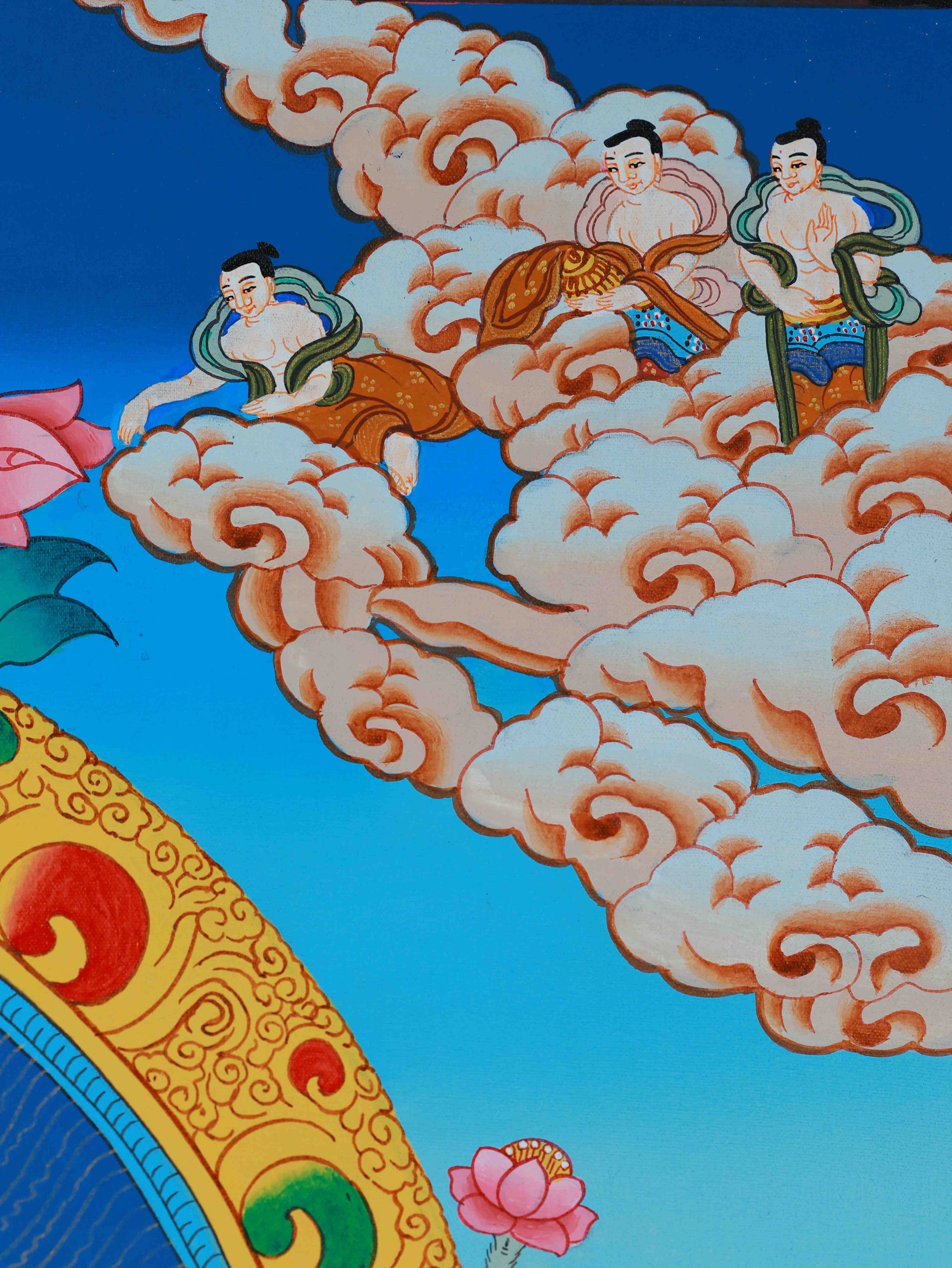 Hand-painted Tibetan Buddhist Medicine Buddha Thangka, sacred art for meditation and spiritual growth.
