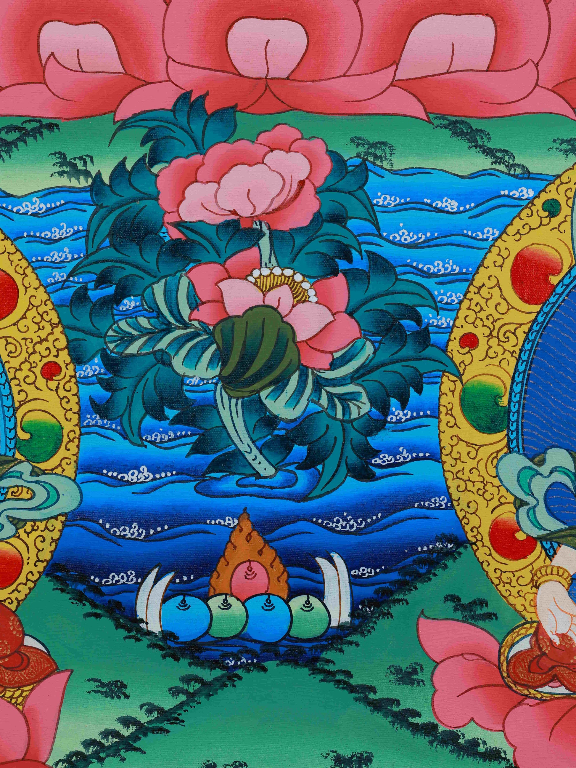 Tibetan Buddhist hand-painted Vairocana Thangka, sacred artwork for home, shrine, or meditation room.