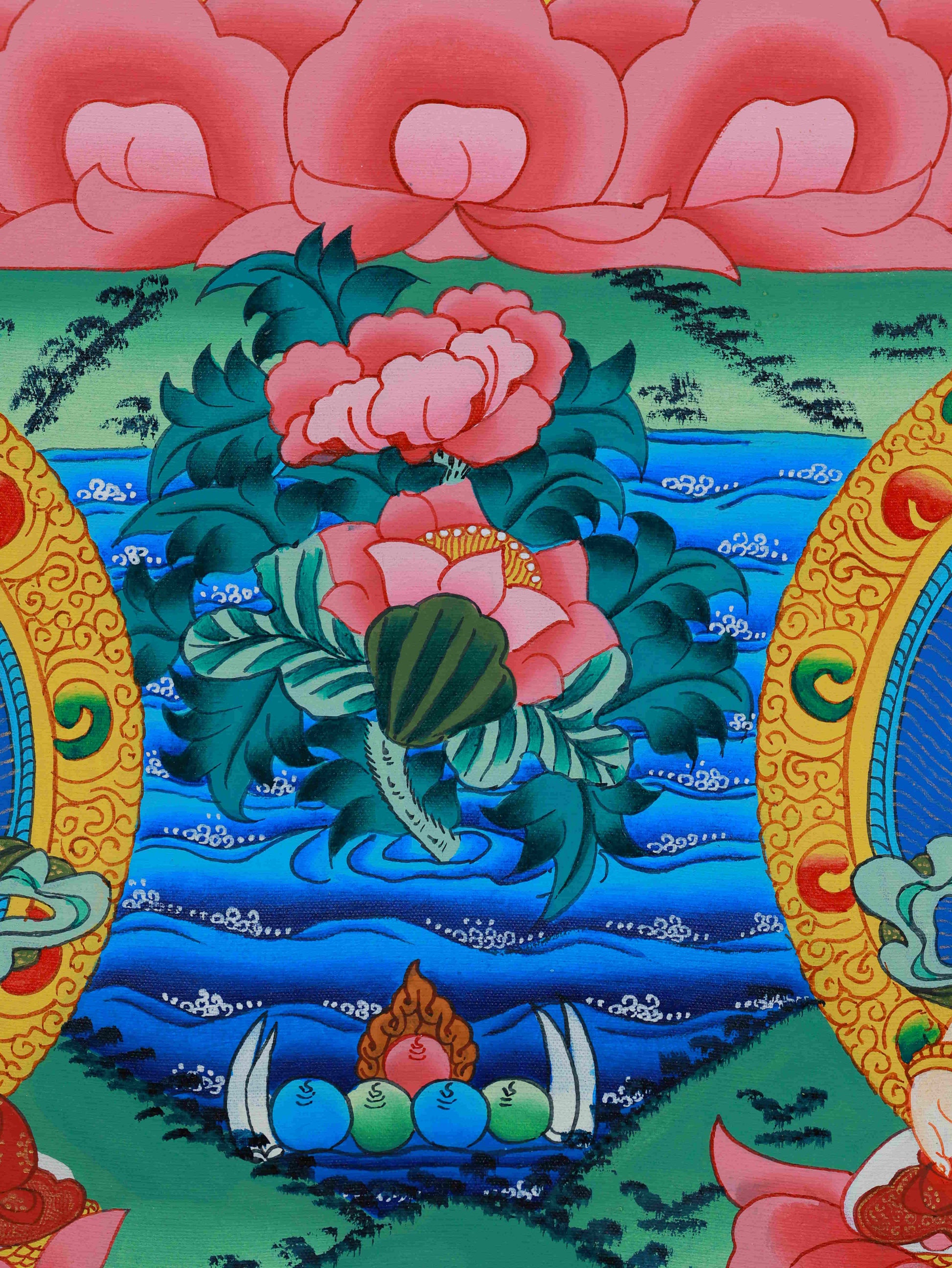 Authentic Tibetan Thangka painting of Vairocana, symbolizing cosmic wisdom and enlightenment.