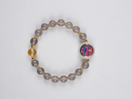 Hand-painted Tibetan Buddhist Hayagriva mini thangka bracelet on canvas, crafted with mineral pigments, symbolizing powerful protection and spiritual strength in Buddha art.