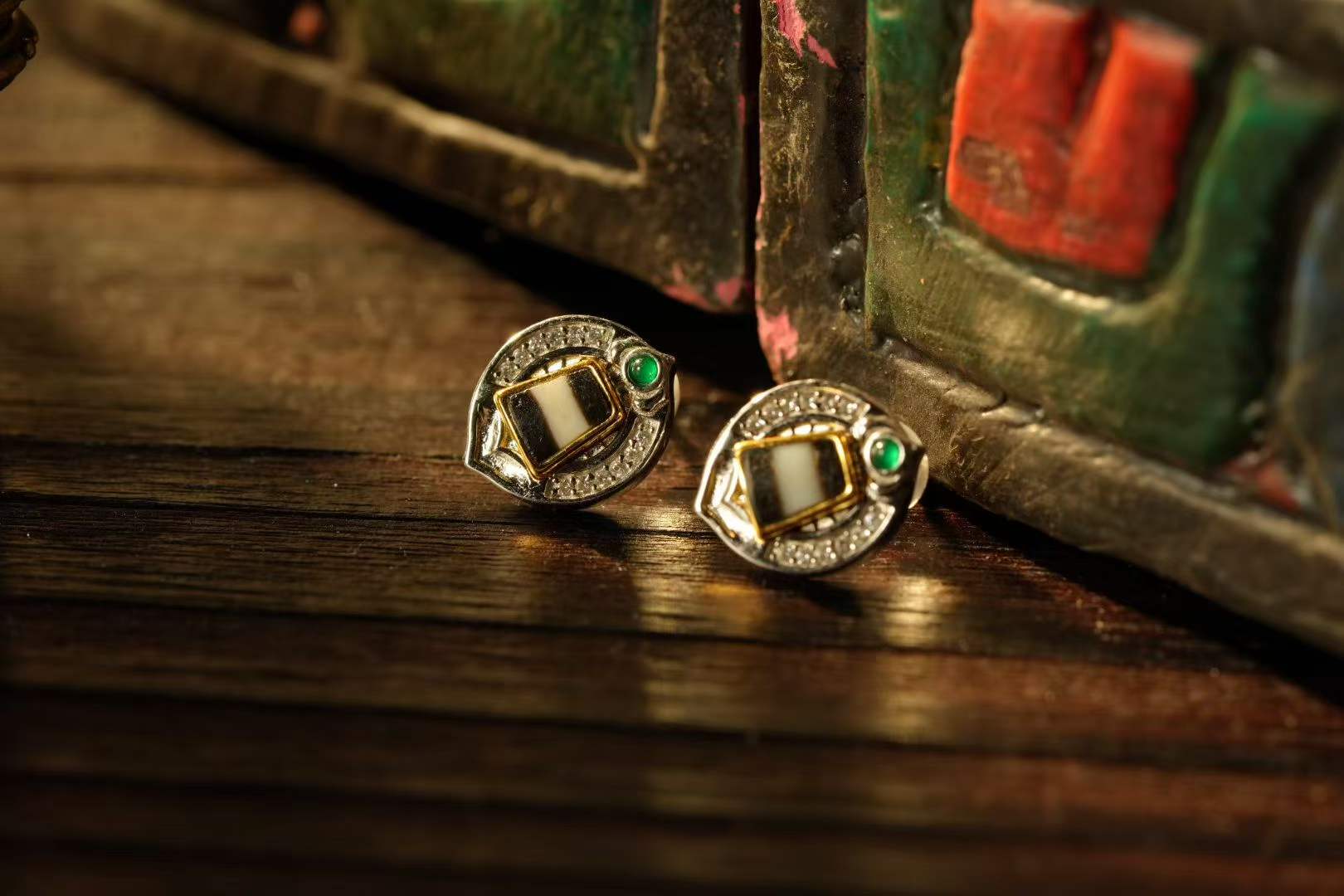 "S925 Silver Tibetan Heavenly Bead Earrings - Handcrafted Spiritual Jewelry"