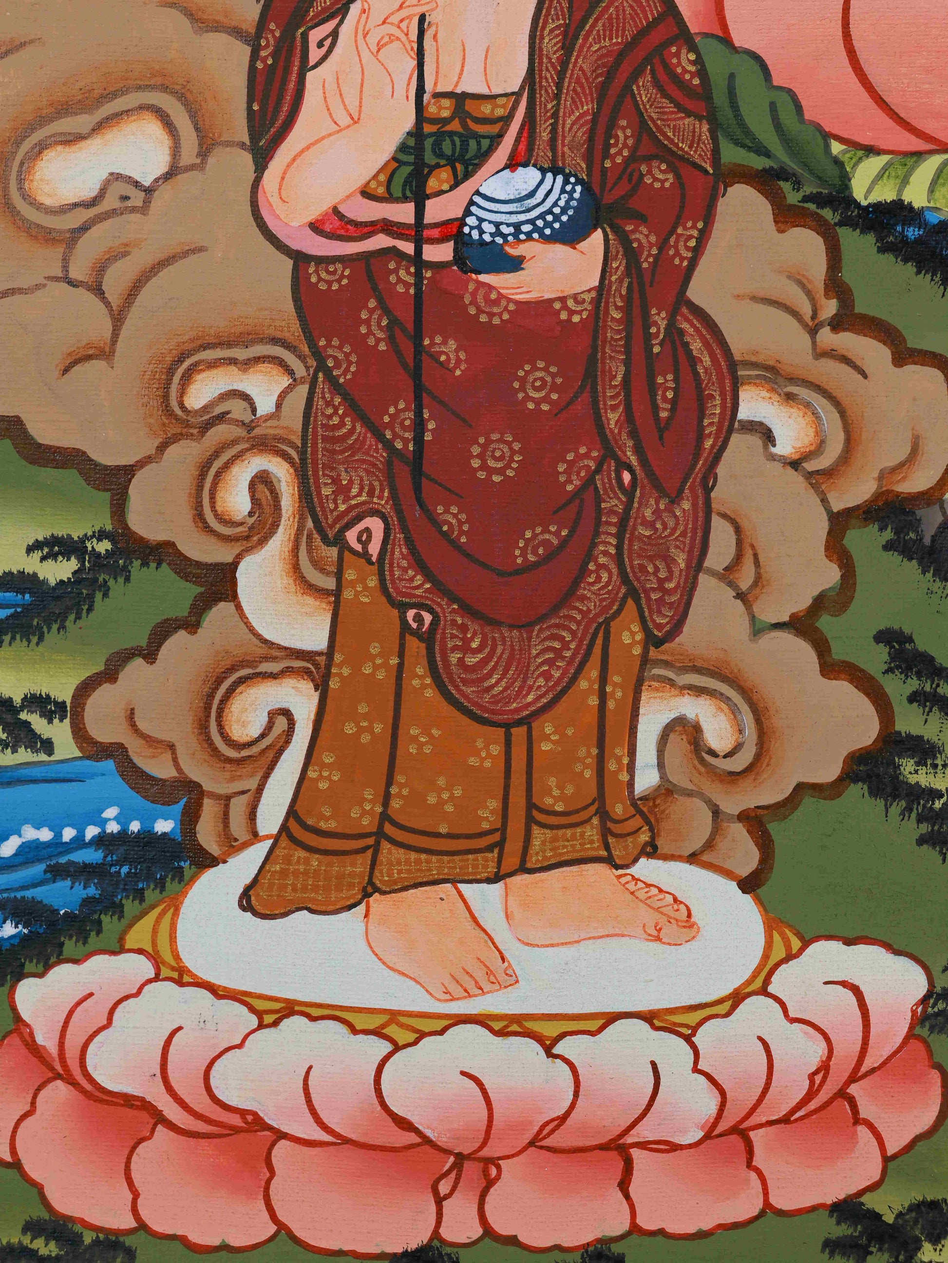 Hand-painted Tibetan Thangka of Shakyamuni Buddha, perfect for home décor or meditation space.