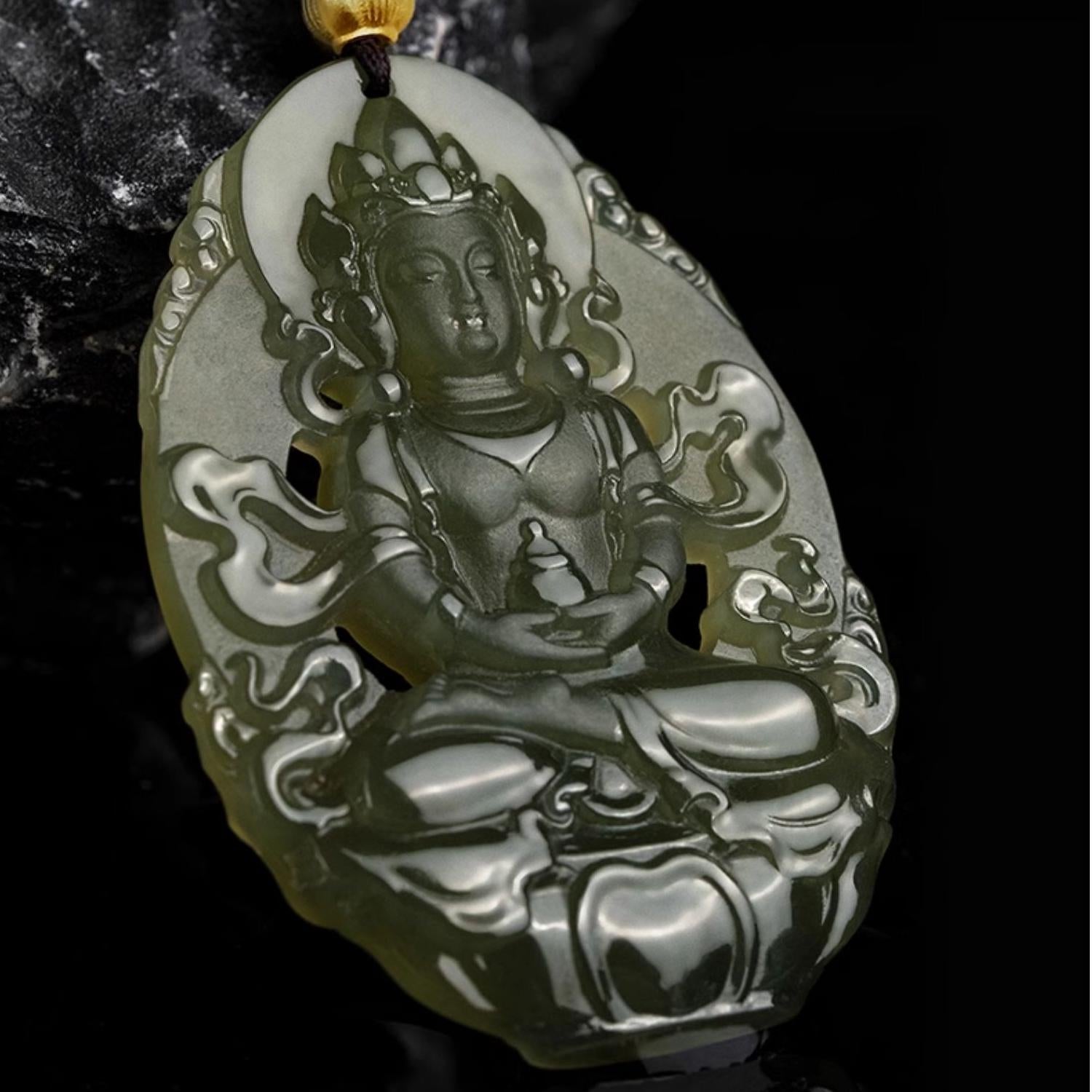 Pure white Hetian jade pendant necklace representing tranquility, wellness, and prosperity.