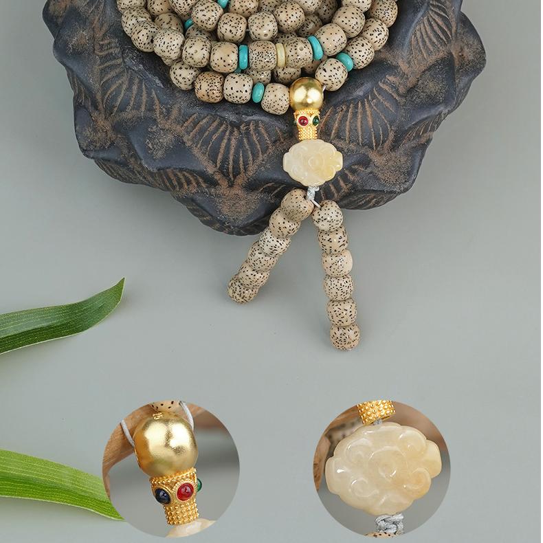 Hongyi Tibetan Bodhi and rosewood necklace handmade for meditation and calm energy