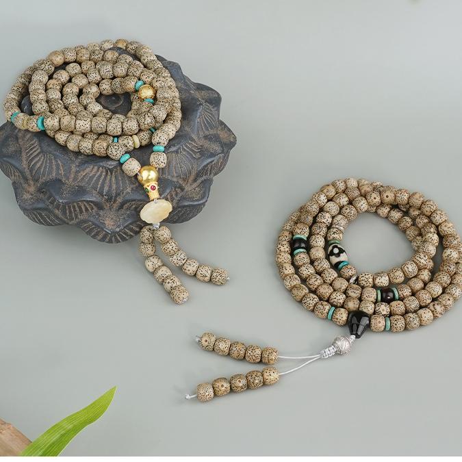 Tibetan Buddhist silver mantra Bodhi necklace symbolizing strength and wisdom