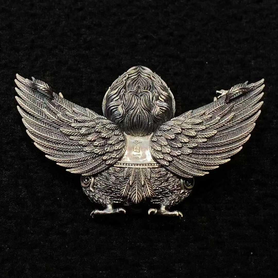 Au990 S925 Garuda pendant inspired by Tibetan Buddhist Jewelry Culture, featuring exquisite jewelry art and detailed handcrafted design.
