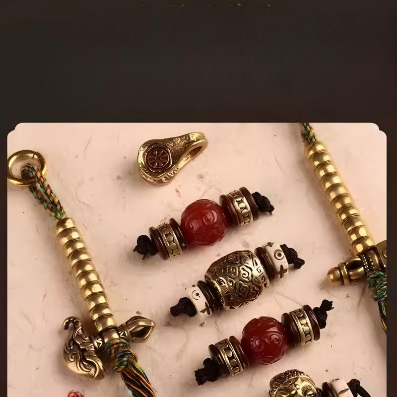 Tibetan Buddhist Jewelry Culture 108 beads DIY Tibetan prayer beads set, copper accessory set for bracelets, handcrafted jewelry art