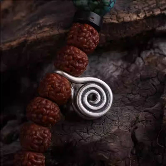 Tibetan Buddhist Jewelry Culture silver prayer beads twist clip for DIY bracelets, Vajra star-moon accessory, handcrafted Tibetan jewelry art