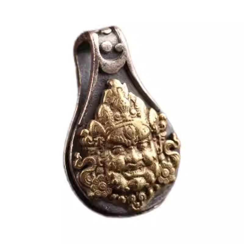 Tibetan Buddhist Jewelry Culture silver yellow Tara prayer beads clip for DIY bracelets, Vajra star-moon accessory, handcrafted Tibetan jewelry art