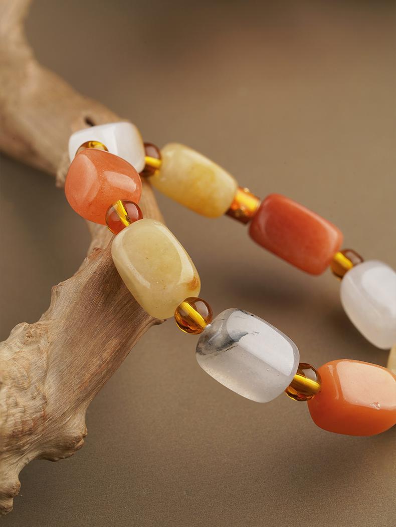 Zen-inspired square Quartzite Jade bracelet being worn in a lifestyle setting. This handcrafted jewelry art piece brings spiritual elegance and mindful awareness to everyday wear.
