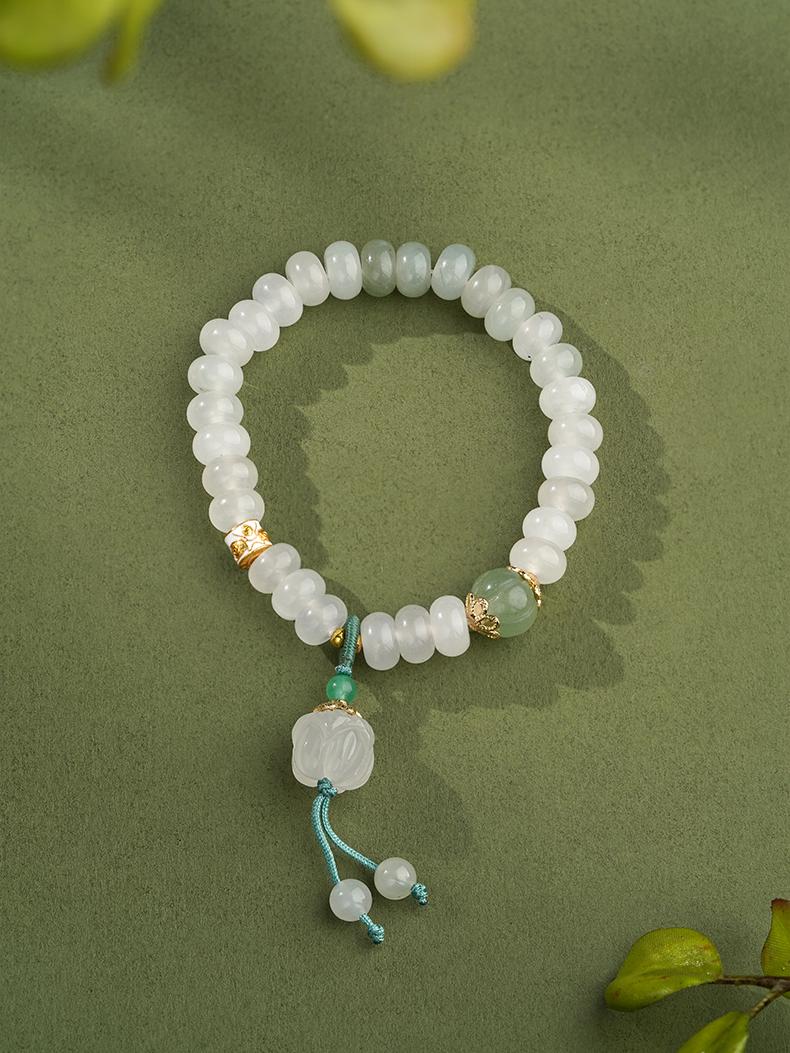 Tibetan Buddhist Jewelry Culture Golden Silk Jade Gourd Bracelet Style B - Artisan Jewelry Art Collection