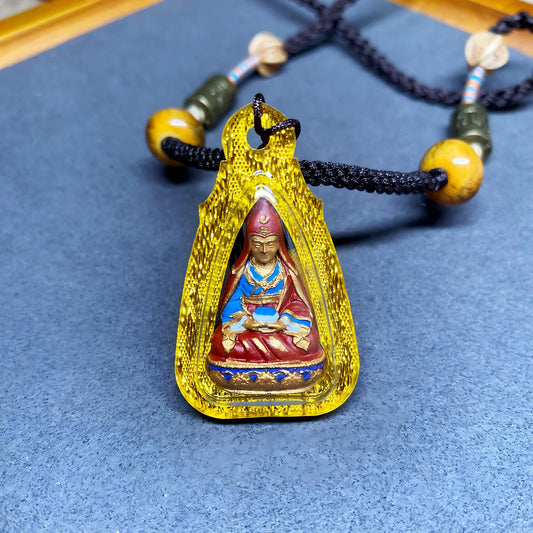 Tibetan Buddhist Jewelry Culture handmade Guru Rinpoche Gau box, mineral pigment hand-painted Padmasambhava medicine tsatsa amulet jewelry art for protection and blessings