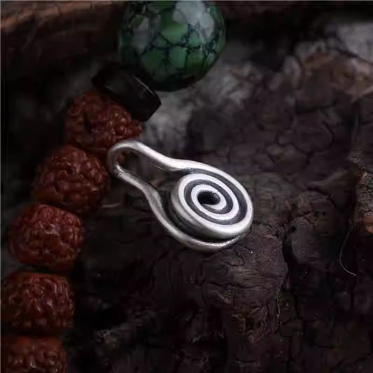 Tibetan Buddhist Jewelry Culture handcrafted silver Buddhist beads spiral clip, DIY bracelet accessory, Tibetan Jewelry art