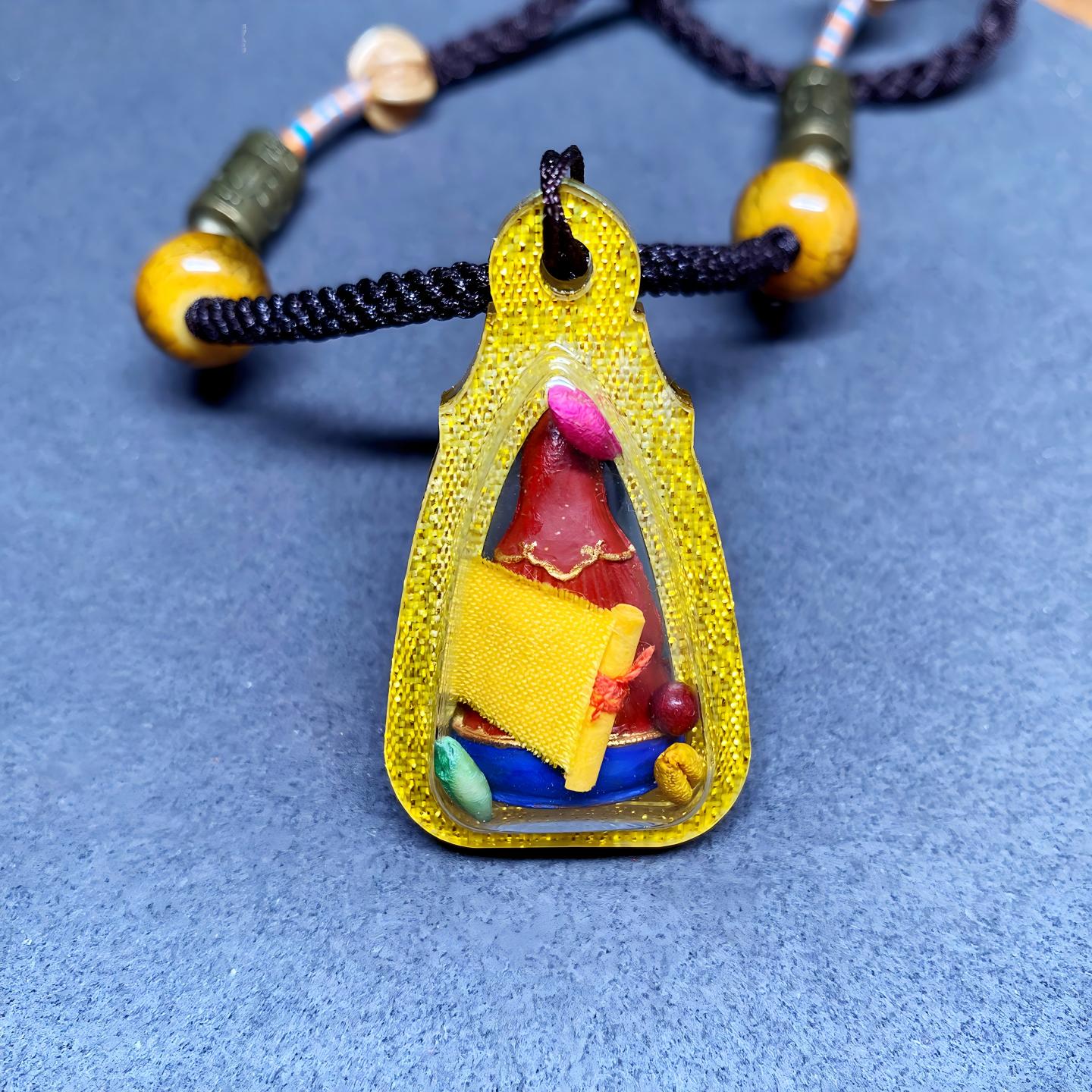 Tibetan Buddhist Jewelry Culture handcrafted Guru Rinpoche medicine tsatsa Gau box, hand-painted Padmasambhava devotional jewelry art for healing energy and sacred protection