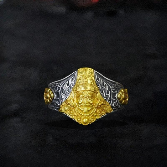 Hand-carved silver Zhakiram Goddess ring from Tibetan Buddhist Jewelry Culture, showcasing exquisite jewelry art craftsmanship.