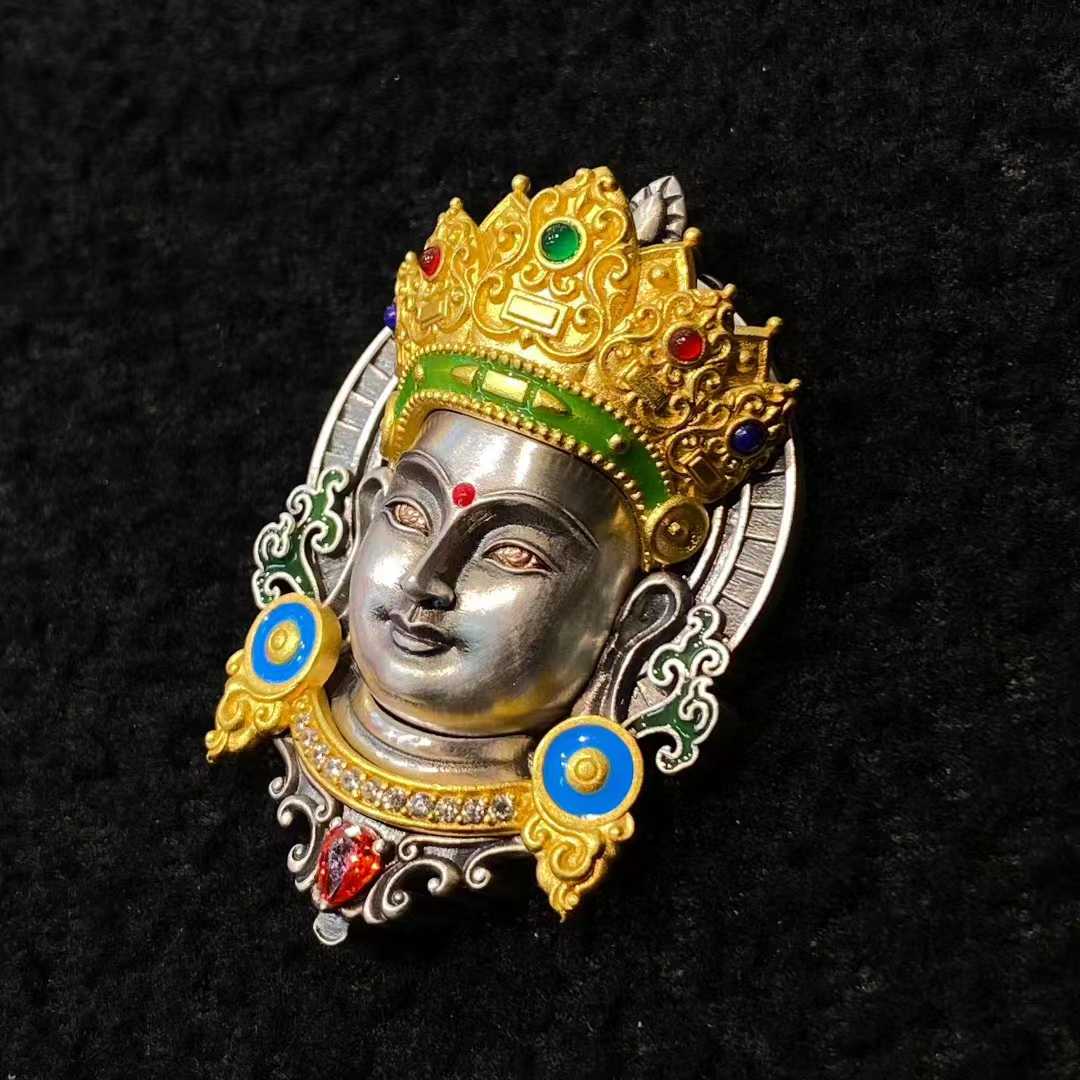 Handcrafted S925 Green Tara pendant from Tibetan Buddhist jewelry culture, spiritual jewelry art for blessings and protection.