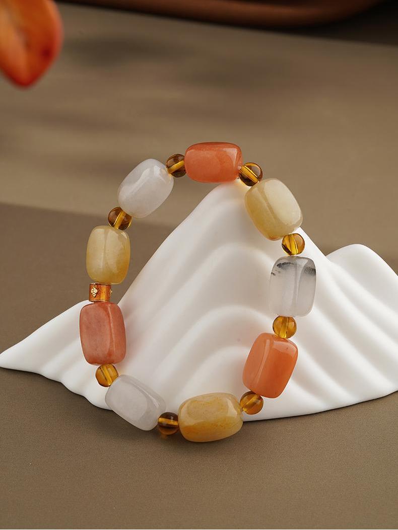 Geometric Quartzite Jade bracelet with precisely cut square beads. This sacred handmade jewelry art piece promotes mental clarity and spiritual grounding in daily life.