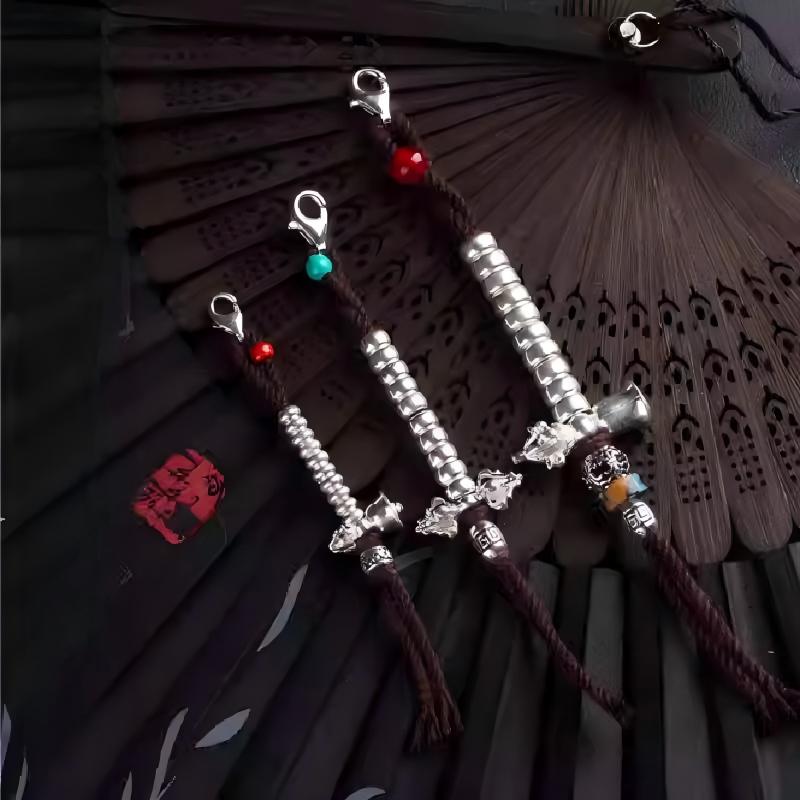 Tibetan Buddhist Jewelry Culture Tibetan style sterling silver prayer beads hanging charm, small and large sizes, handcrafted jewelry art