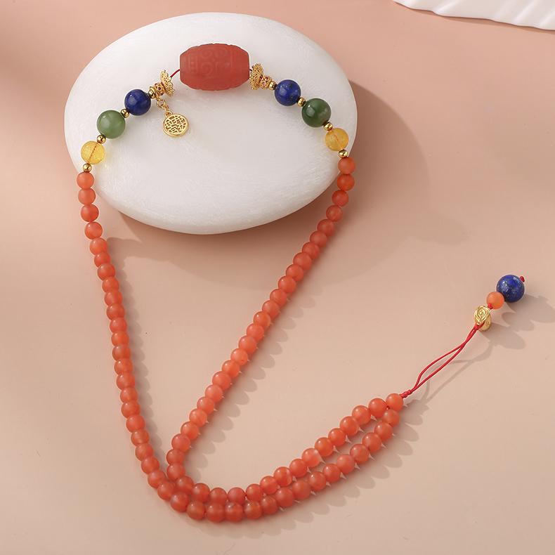 Elegant Tibetan Buddhist jewelry piece crafted from s925 silver and sacred gemstones for spiritual harmony.