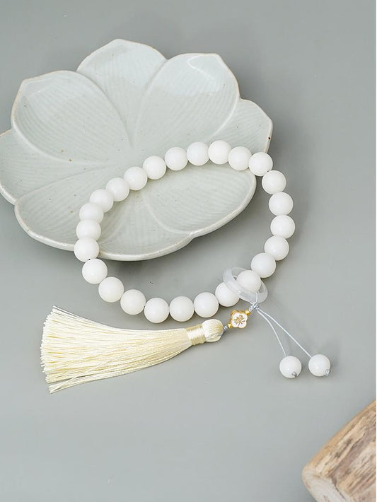 Handcrafted Bodhi handheld prayer beads Le Baiyu with detailed silver components