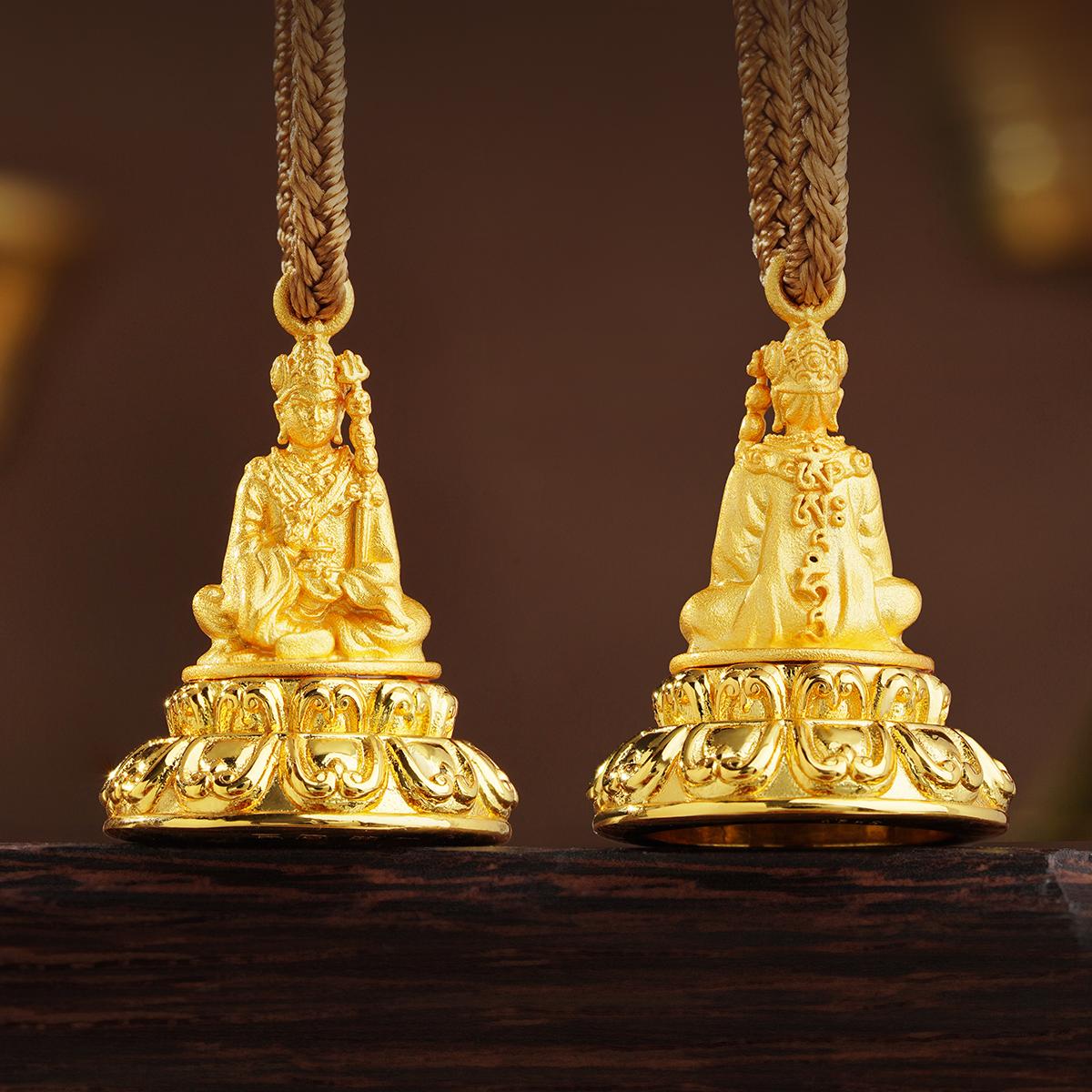 Handmade Tibetan Buddhist lotus talisman promoting peace and good fortune.