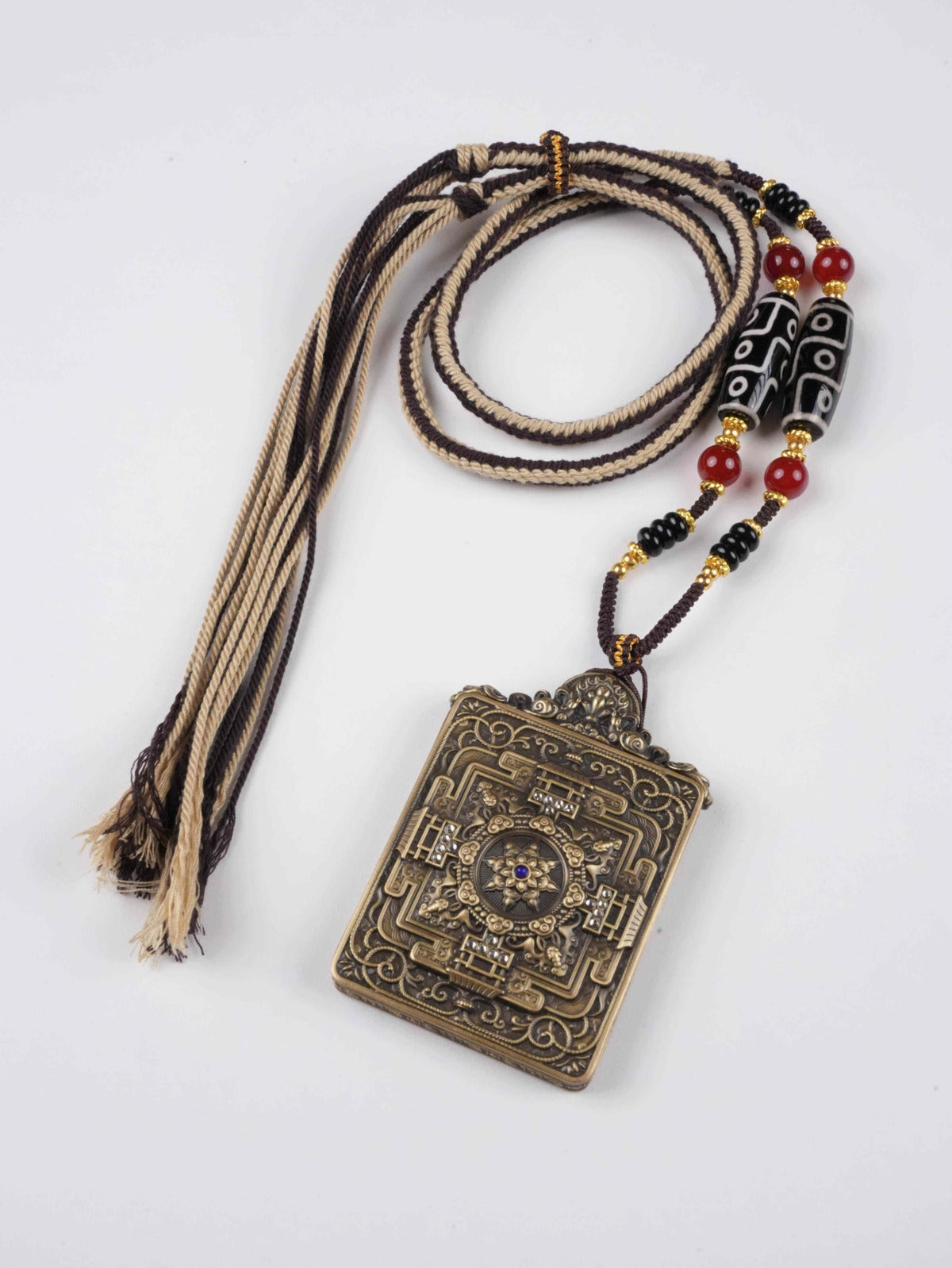 Authentic hand-painted Tibetan Mahasamvara Thangka artwork in a portable Gau box pendant.