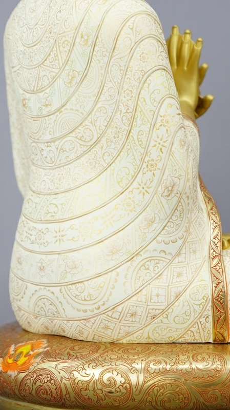 Handcrafted Maitreya Buddha statue using traditional mud-gold technique, authentic Tibetan Buddhist statues.