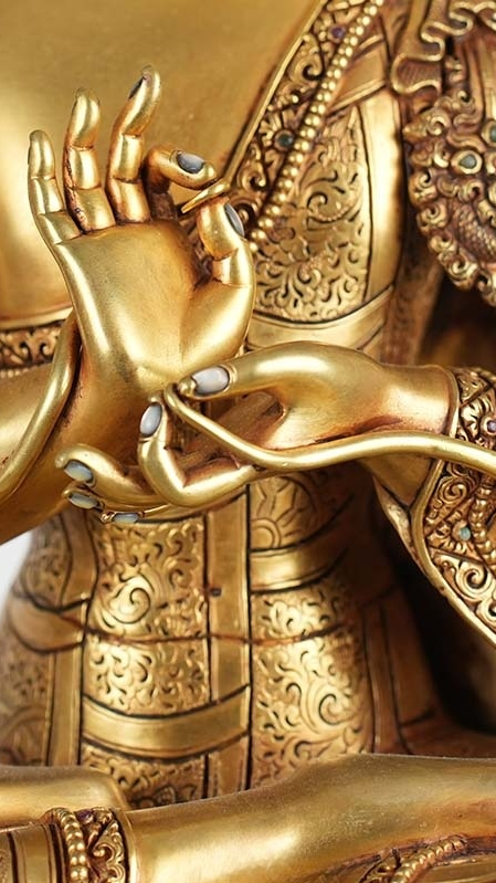 Sacred gilded Maitreya Buddha statue, fine Tibetan Buddhist statues and Buddha Statue-Art