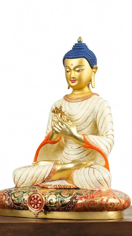 Tibetan Buddhist Maitreya Buddha Buddha Statue-Art featuring fine mineral pigment painting and sacred symbolism.