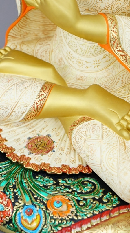 Sacred mud-gold Maitreya Buddha statue, premium Tibetan Buddhist art for meditation and shrine spaces.