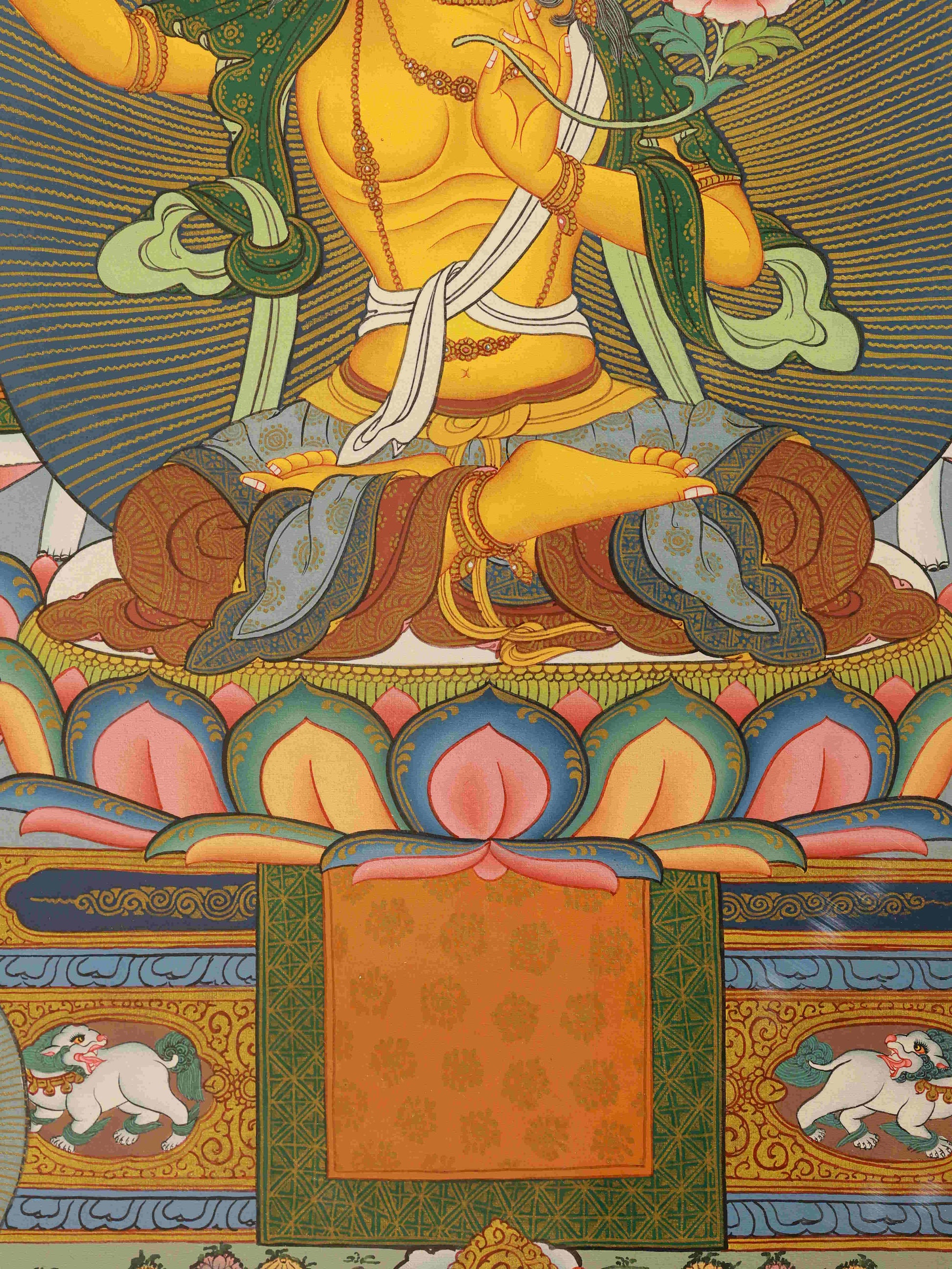 Sacred Tibetan Buddhist Thangka of Manjushri, handmade, Buddha art collectible