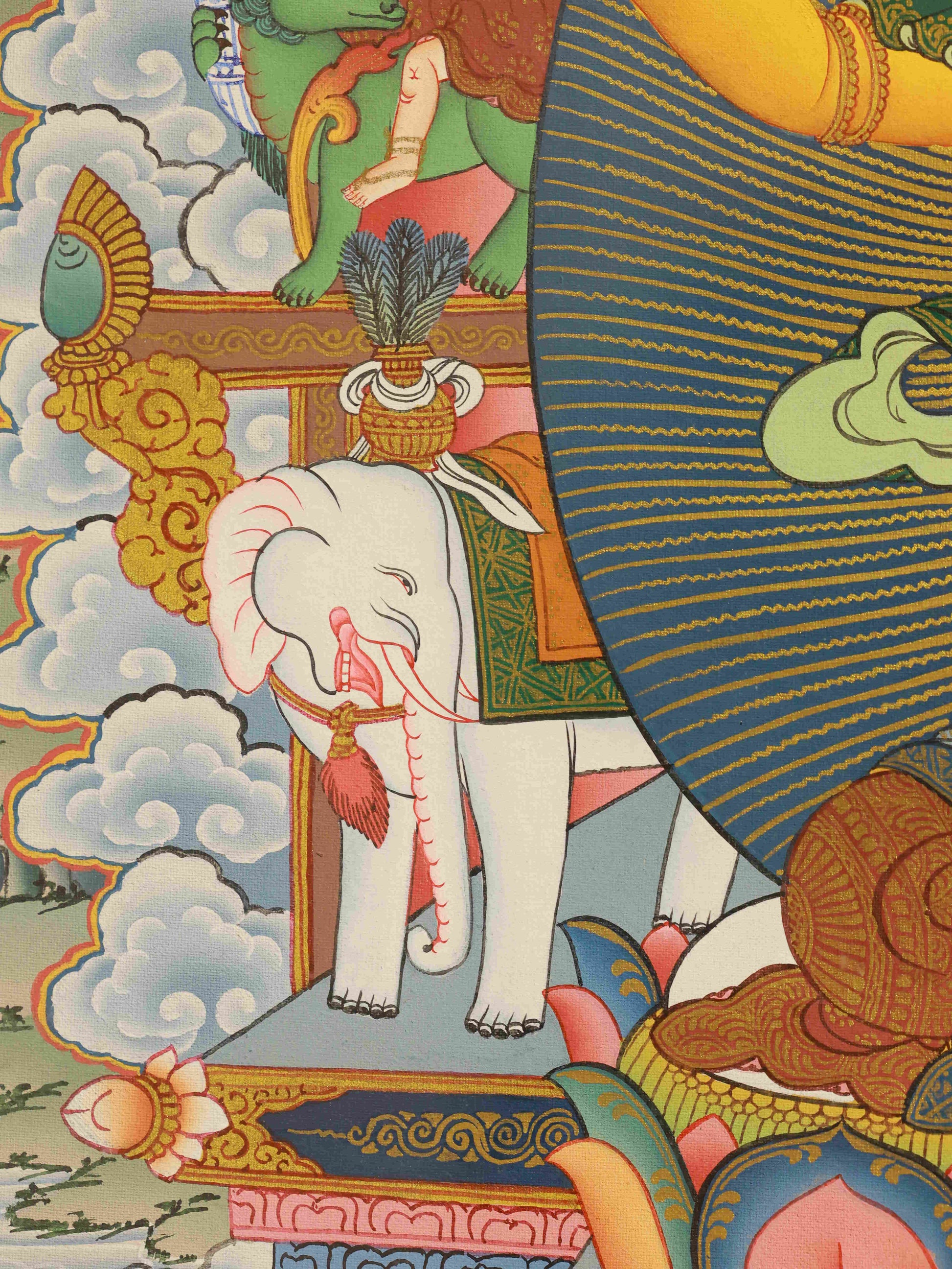 Hand-painted Manjushri Bodhisattva Tibetan Thangka, Tibetan Buddhist art for home or shrine