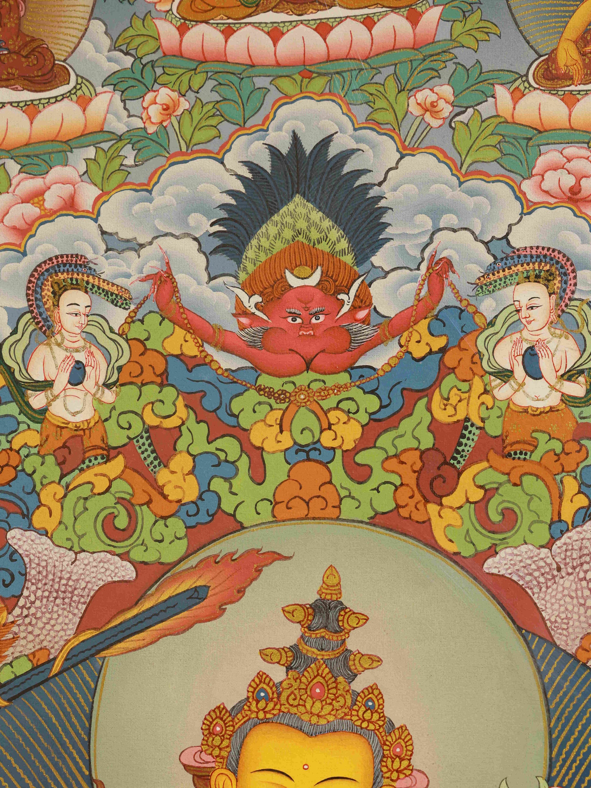 Exquisite Manjushri Bodhisattva Thangka, Tibetan Buddhist painting, handcrafted Buddha art