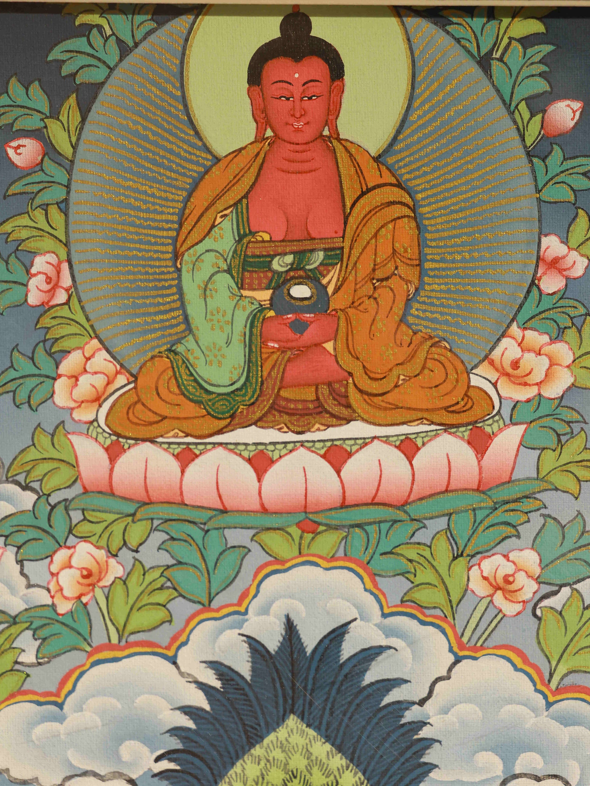 Tibetan Thangka painting of Manjushri, hand-painted, Tibetan Buddhist sacred art